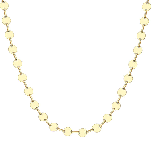 9ct Gold  Highly Polished disc Necklace 17"/43cm - CANR02110-17
