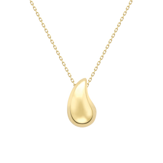 9ct Gold  Tear Drop Pendant with Chain - CANR02112-18