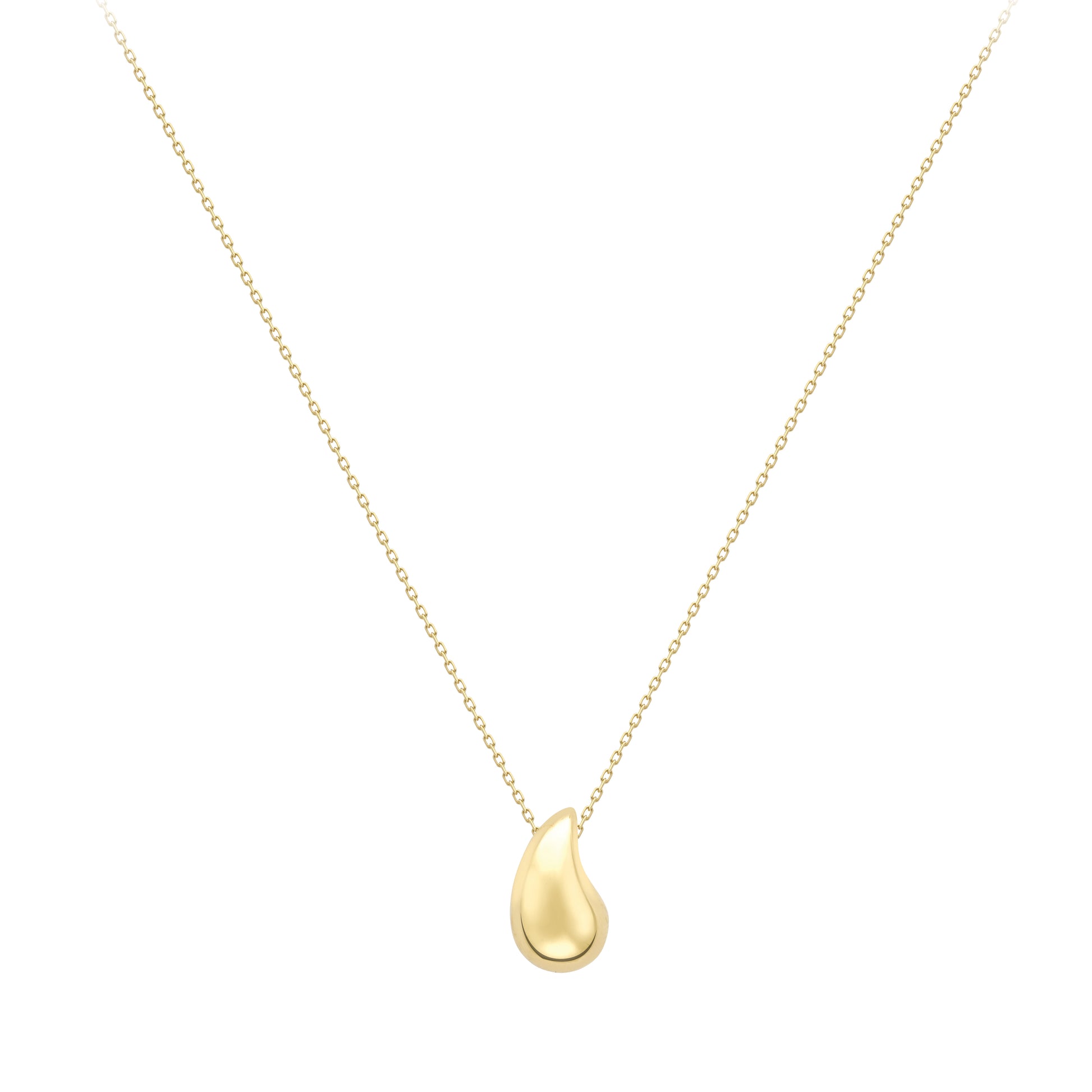 9ct Gold  Tear Drop Pendant with Chain - CANR02112-18
