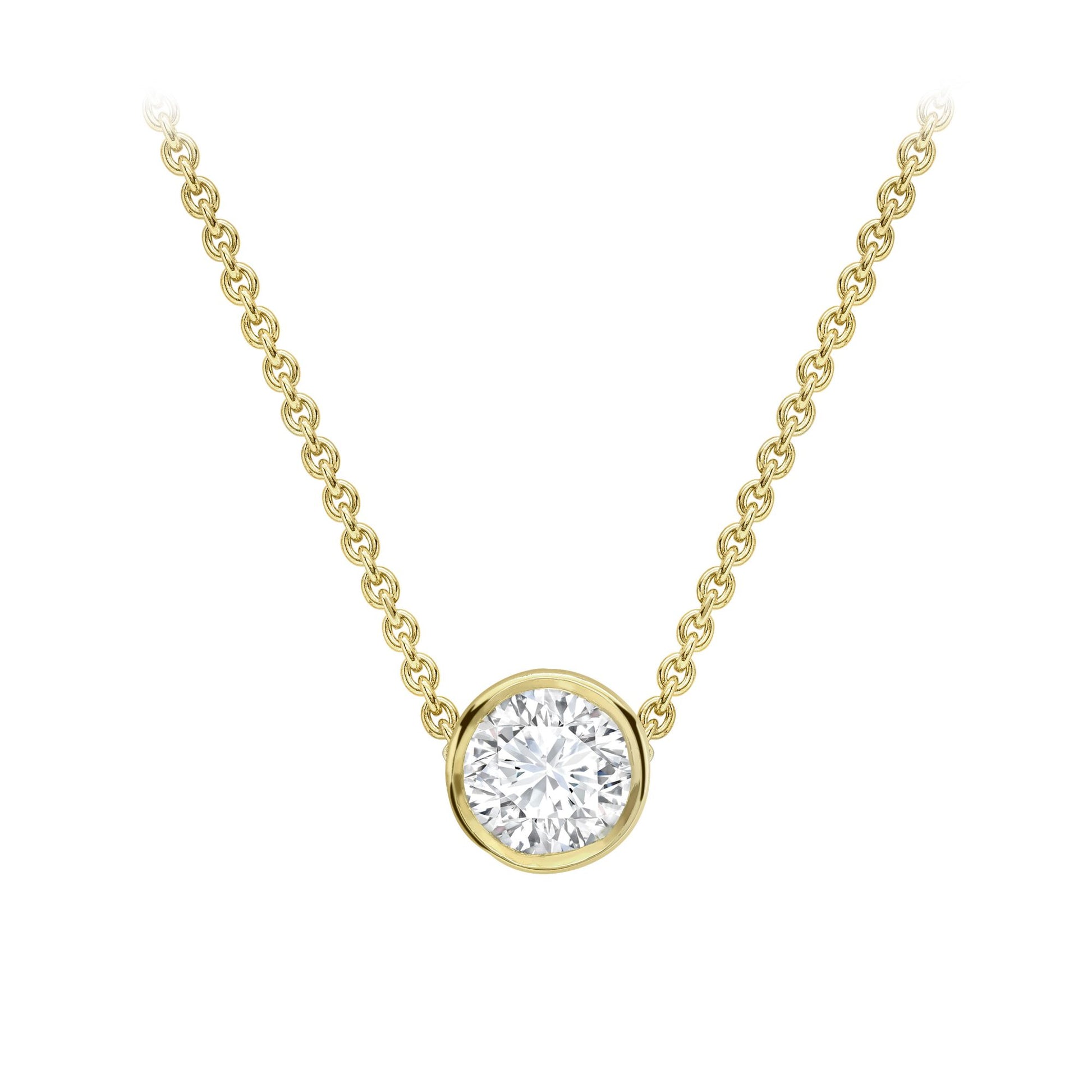 18ct Gold  Diamond Slider Solitaire Necklace 0.9mm 18" 45cm 14pts - CBNR02180-18