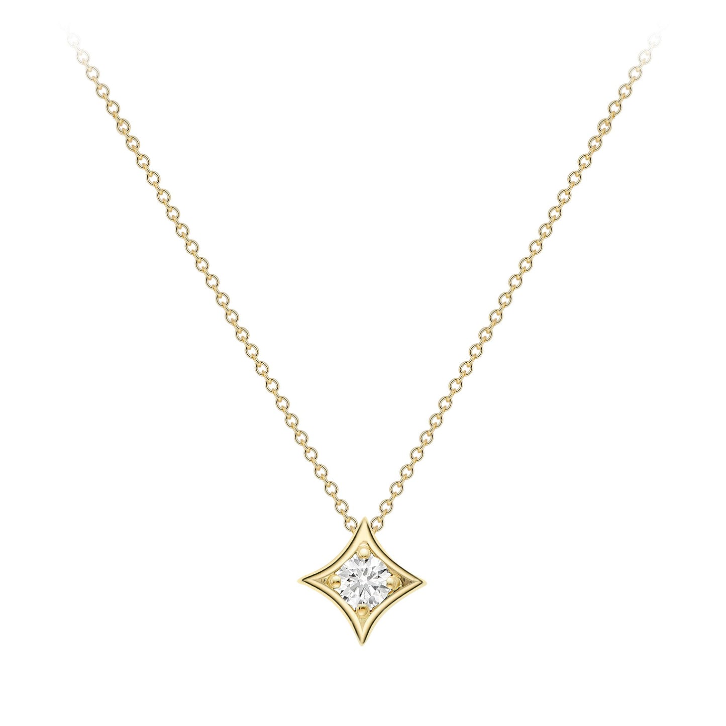 18ct Gold  Diamond Morning Star Solitaire Slider Necklace 4mm 18" - CBNR02181-18