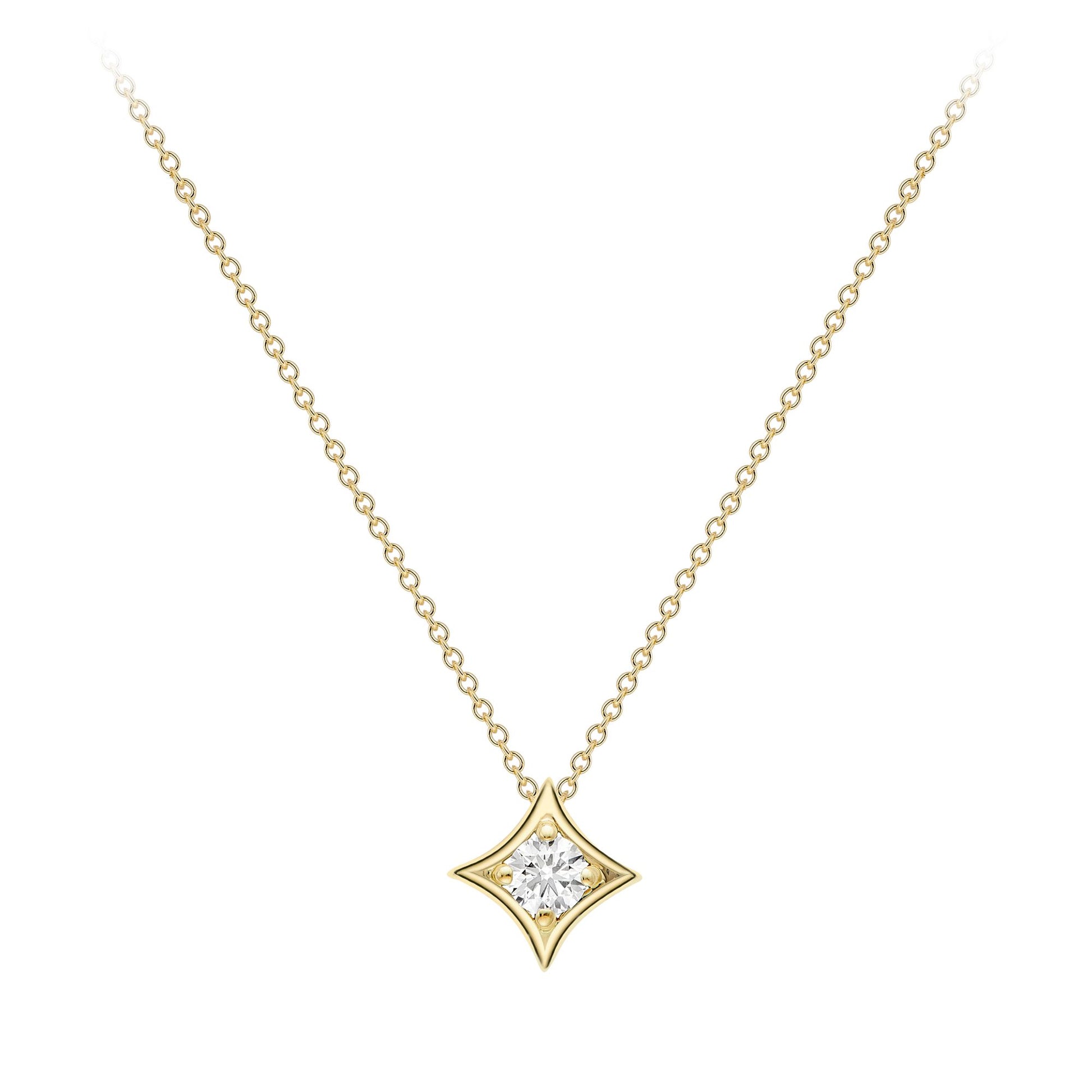 18ct Gold  Diamond Morning Star Solitaire Slider Necklace 4mm 18" - CBNR02181-18