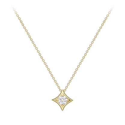 18ct Gold  Diamond Morning Star Solitaire Slider Necklace 4mm 18" - CBNR02181-18