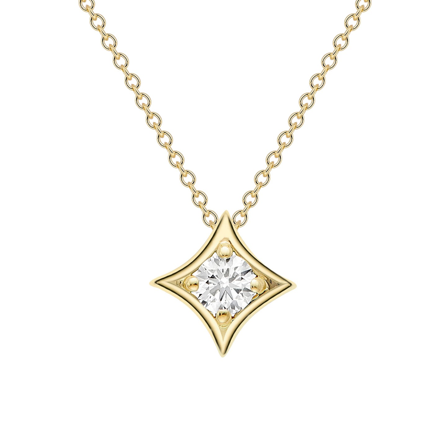 18ct Gold  Diamond Morning Star Solitaire Slider Necklace 4mm 18" - CBNR02181-18