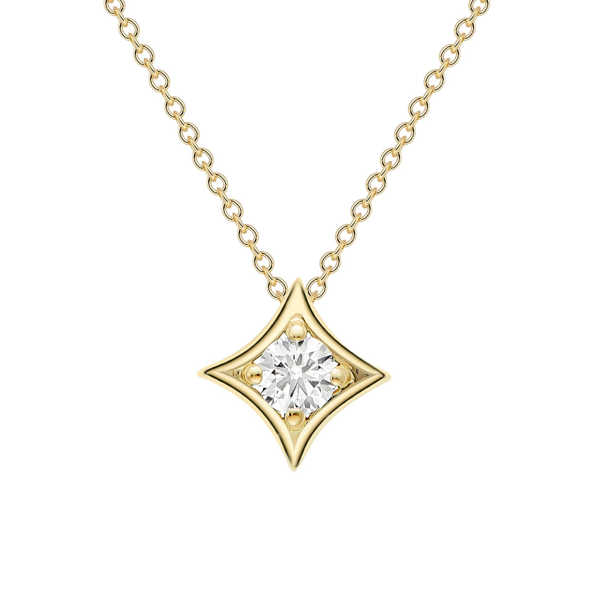 18ct Gold  Diamond Morning Star Solitaire Slider Necklace 4mm 18" - CBNR02181-18