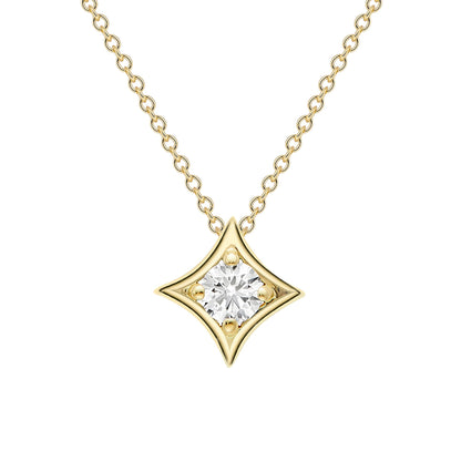 18ct Gold  Diamond Morning Star Solitaire Slider Necklace 4mm 18" - CBNR02181-18