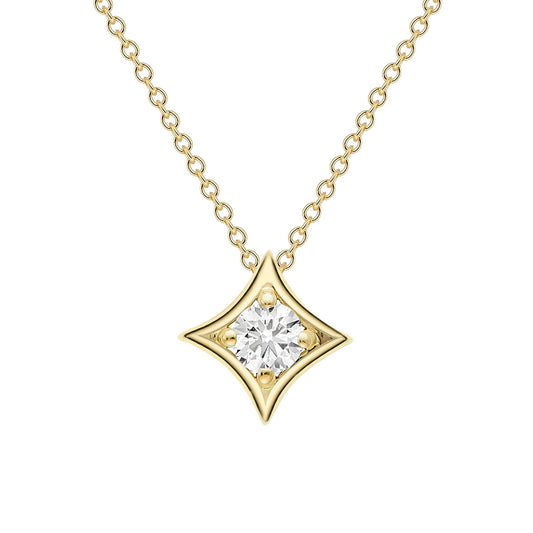 18ct Gold  Diamond Morning Star Solitaire Slider Necklace 4mm 18" - CBNR02181-18