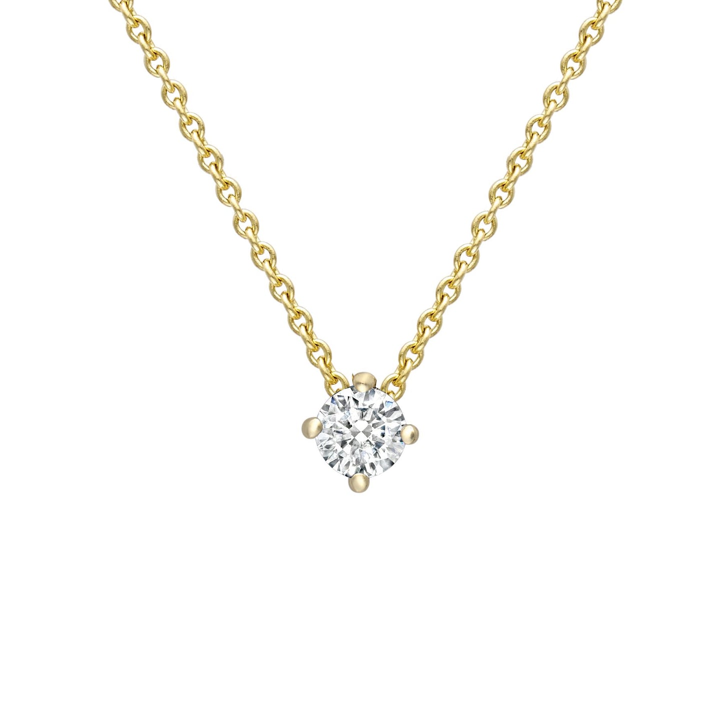 18ct Gold  Diamond 4 Claw Solitaire Slider Necklace 3mm 18" - CBNR02188-18