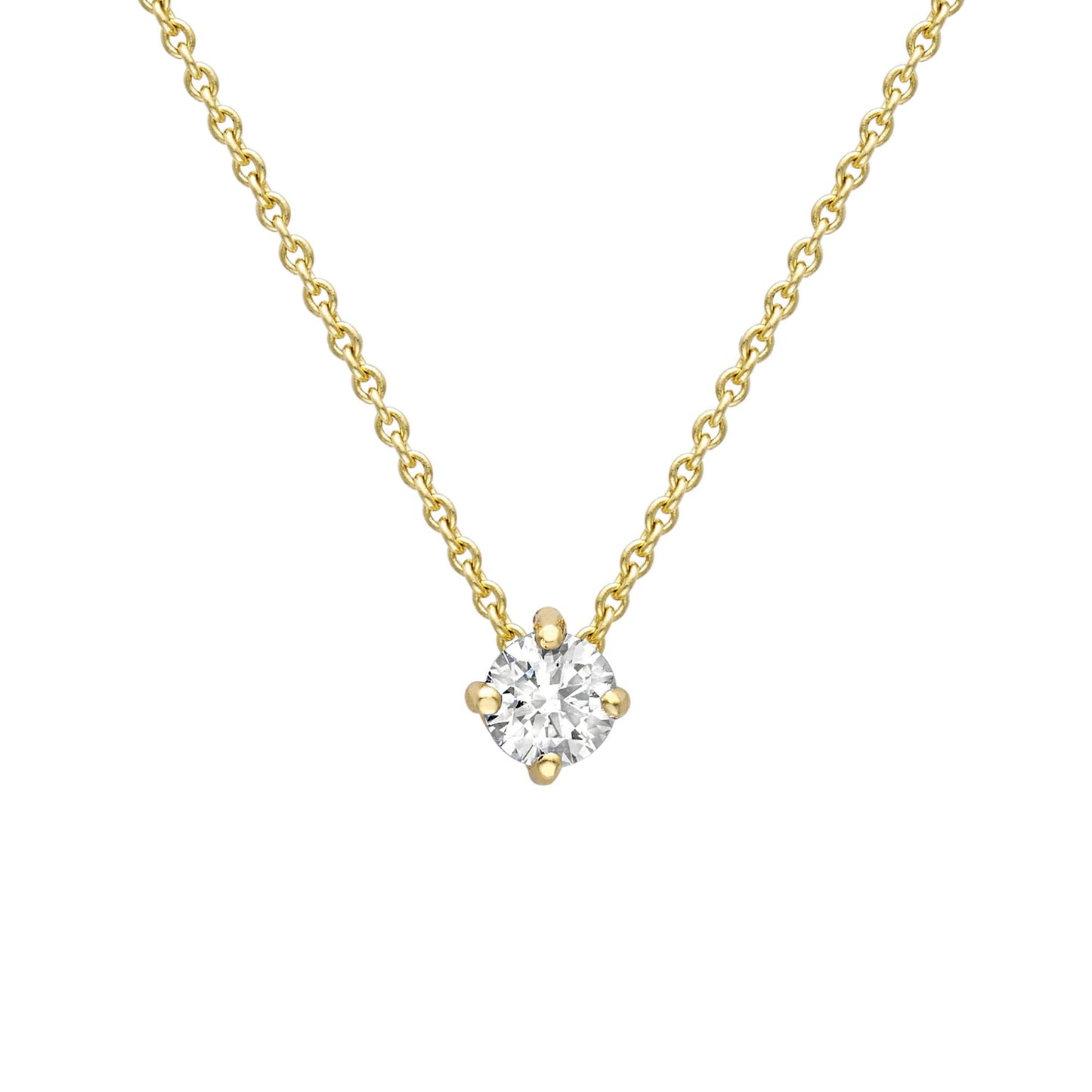 18ct Gold  Diamond 4 Claw Solitaire Slider Necklace 3.5mm 18" - CBNR02189-18