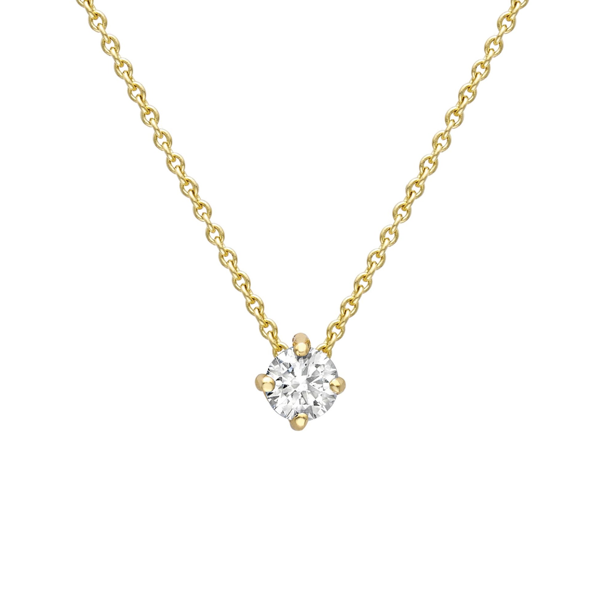 18ct Gold  Diamond 4 Claw Solitaire Slider Necklace 3.5mm 18" - CBNR02189-18