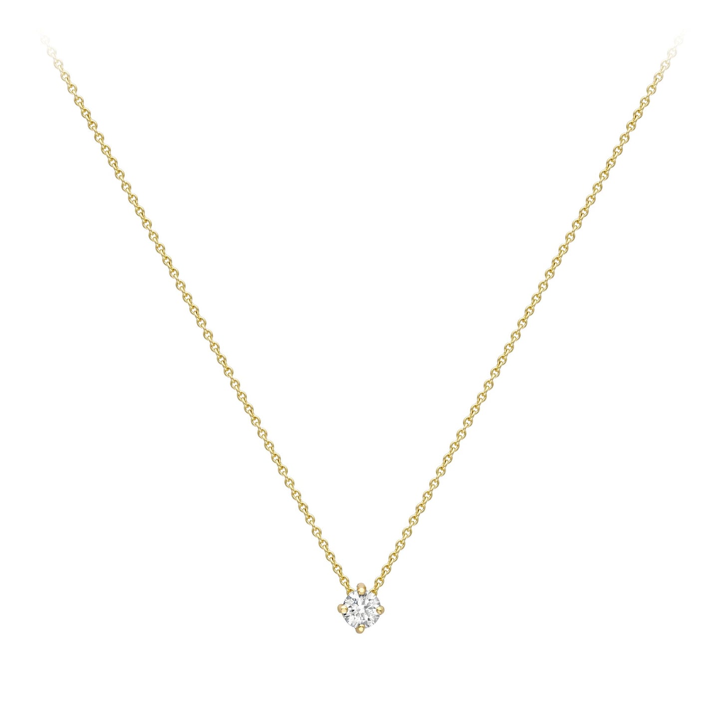 18ct Gold  Diamond 4 Claw Solitaire Slider Necklace 3.5mm 18" - CBNR02189-18