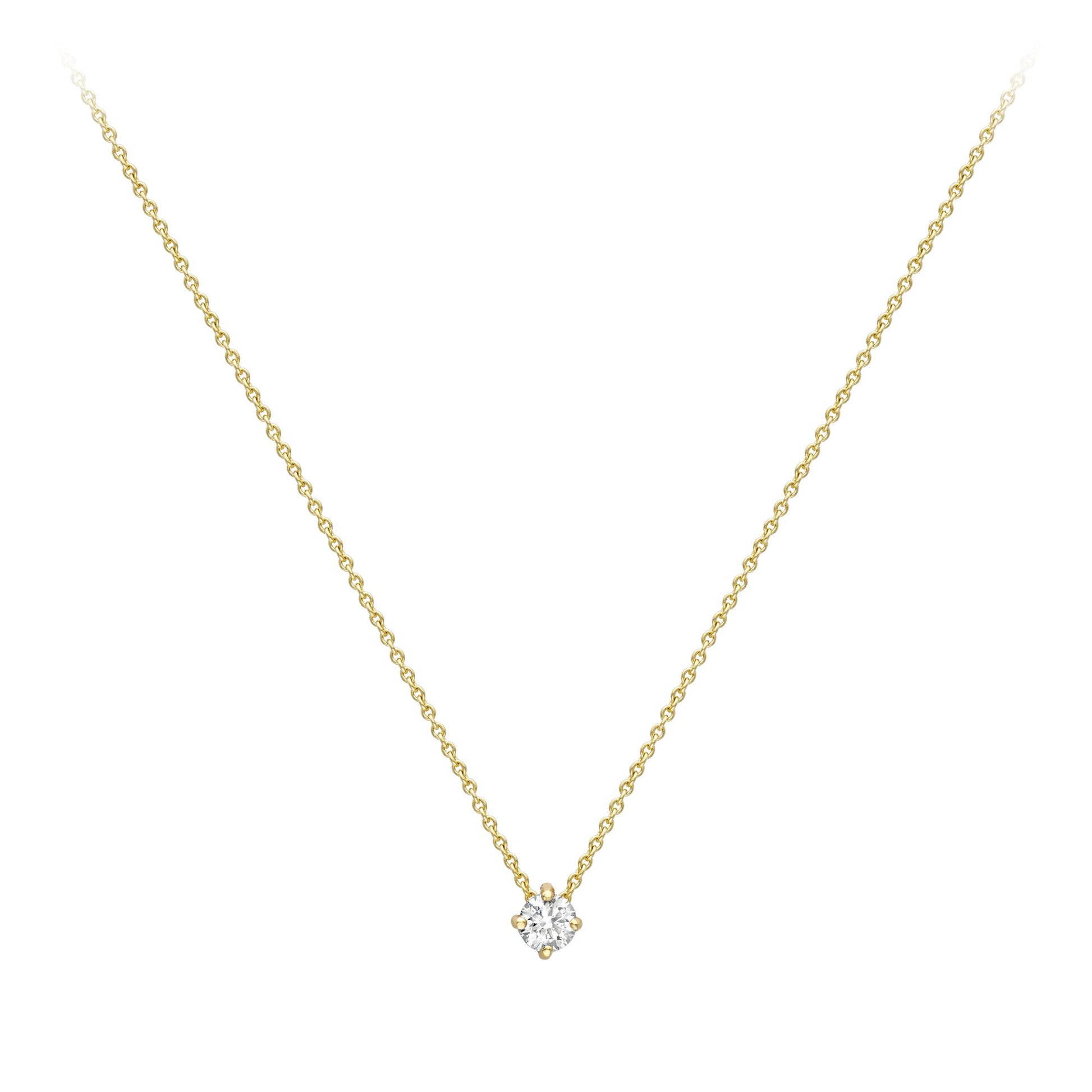 18ct Gold  Diamond 4 Claw Solitaire Slider Necklace 3.5mm 18" - CBNR02189-18