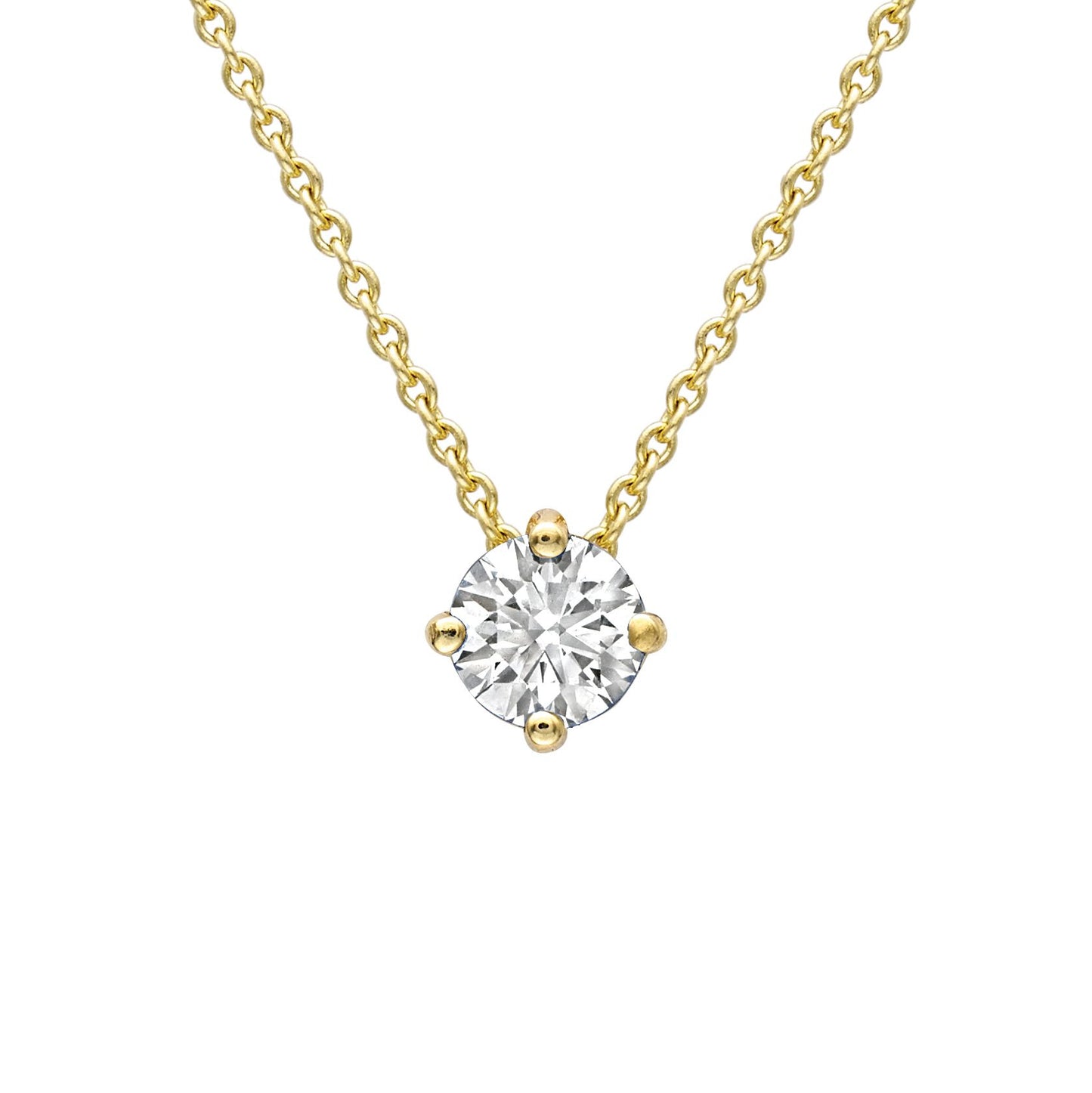 18ct Gold  Diamond 4 Claw Solitaire Slider Necklace 4mm 18" - CBNR02190-18