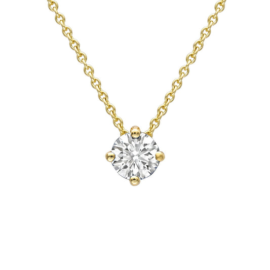 18ct Gold  Diamond 4 Claw Solitaire Slider Necklace 4mm 18" - CBNR02190-18