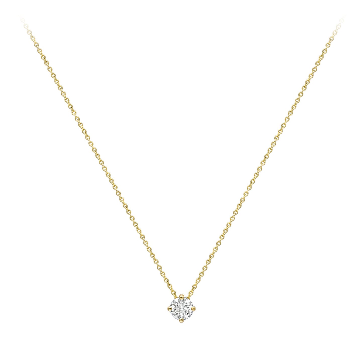 18ct Gold  Diamond 4 Claw Solitaire Slider Necklace 4mm 18" - CBNR02190-18