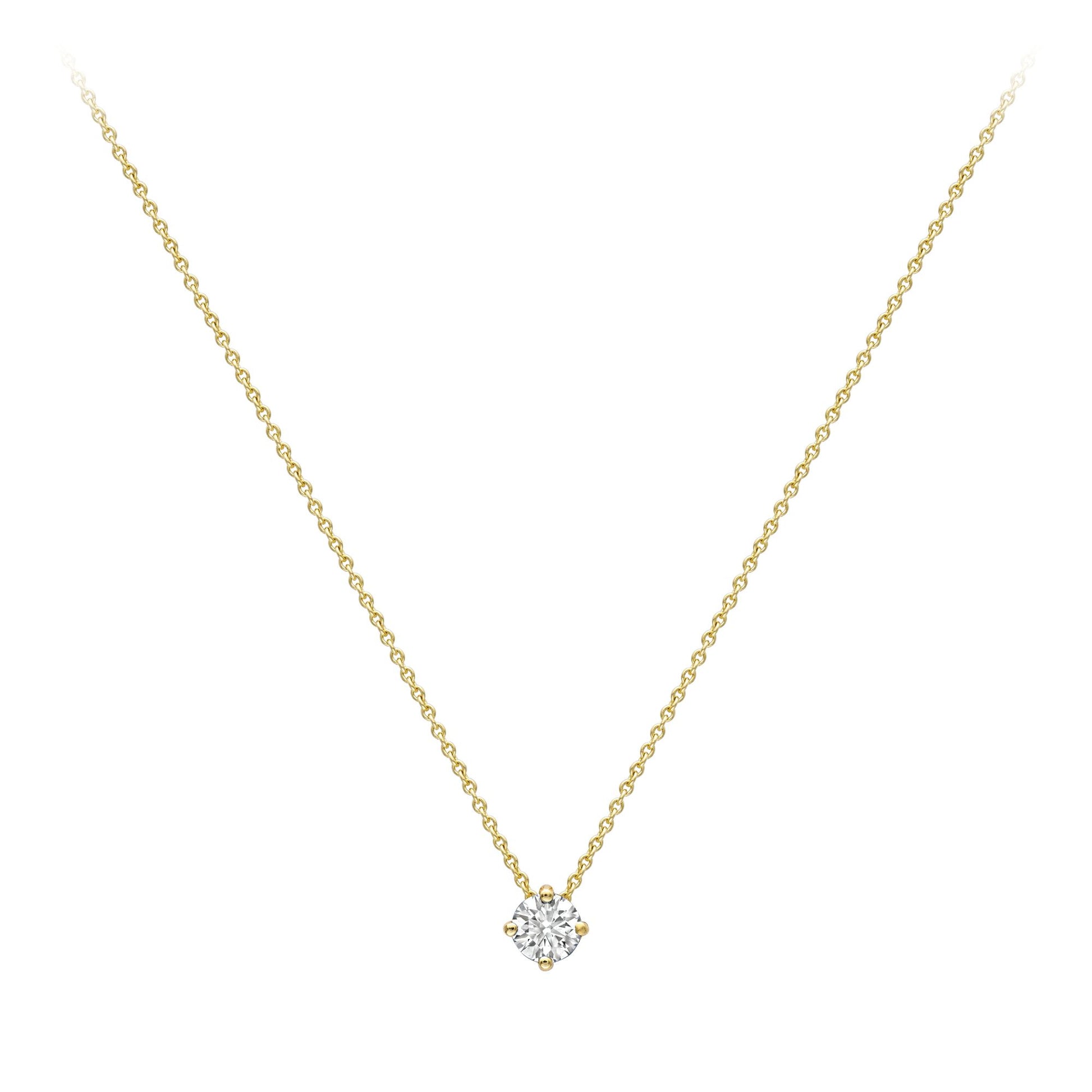 18ct Gold  Diamond 4 Claw Solitaire Slider Necklace 4mm 18" - CBNR02190-18