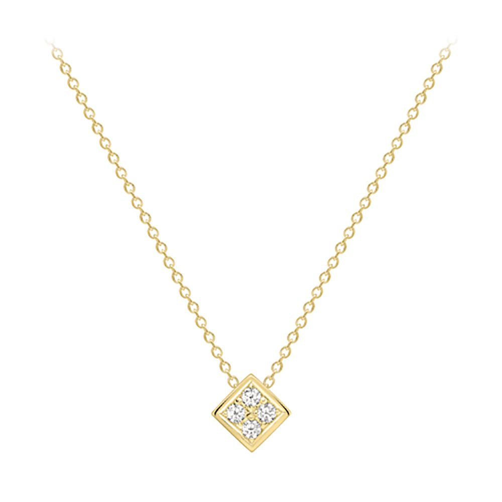 18ct Gold  Diamond Square Window Slider Necklace 0.9mm 18" 45cm - CBNR02212-18
