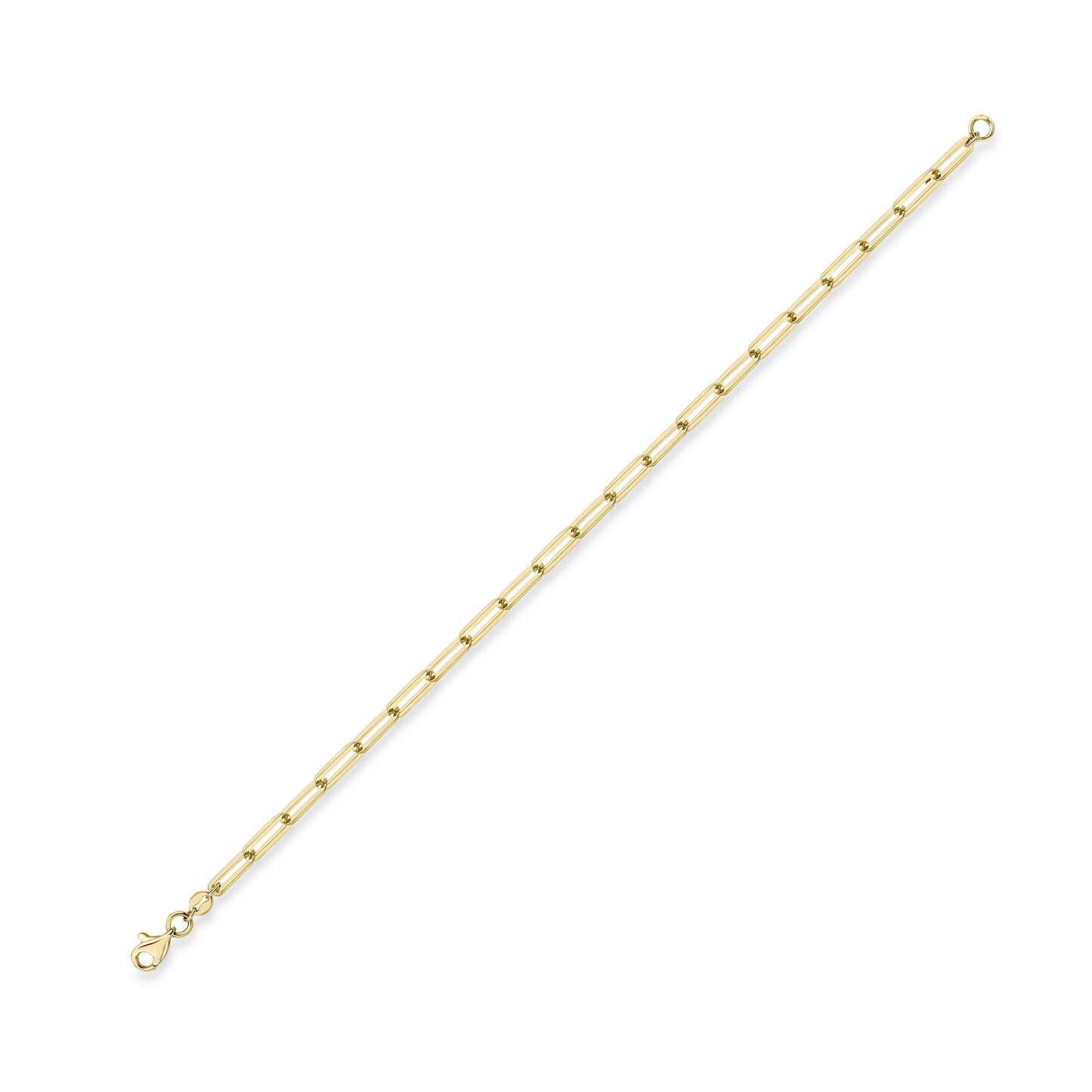 18ct Gold  Flat Oval Paperclip Chain Bracelet 3mm 7.25"/19cm - CBNR02215-07