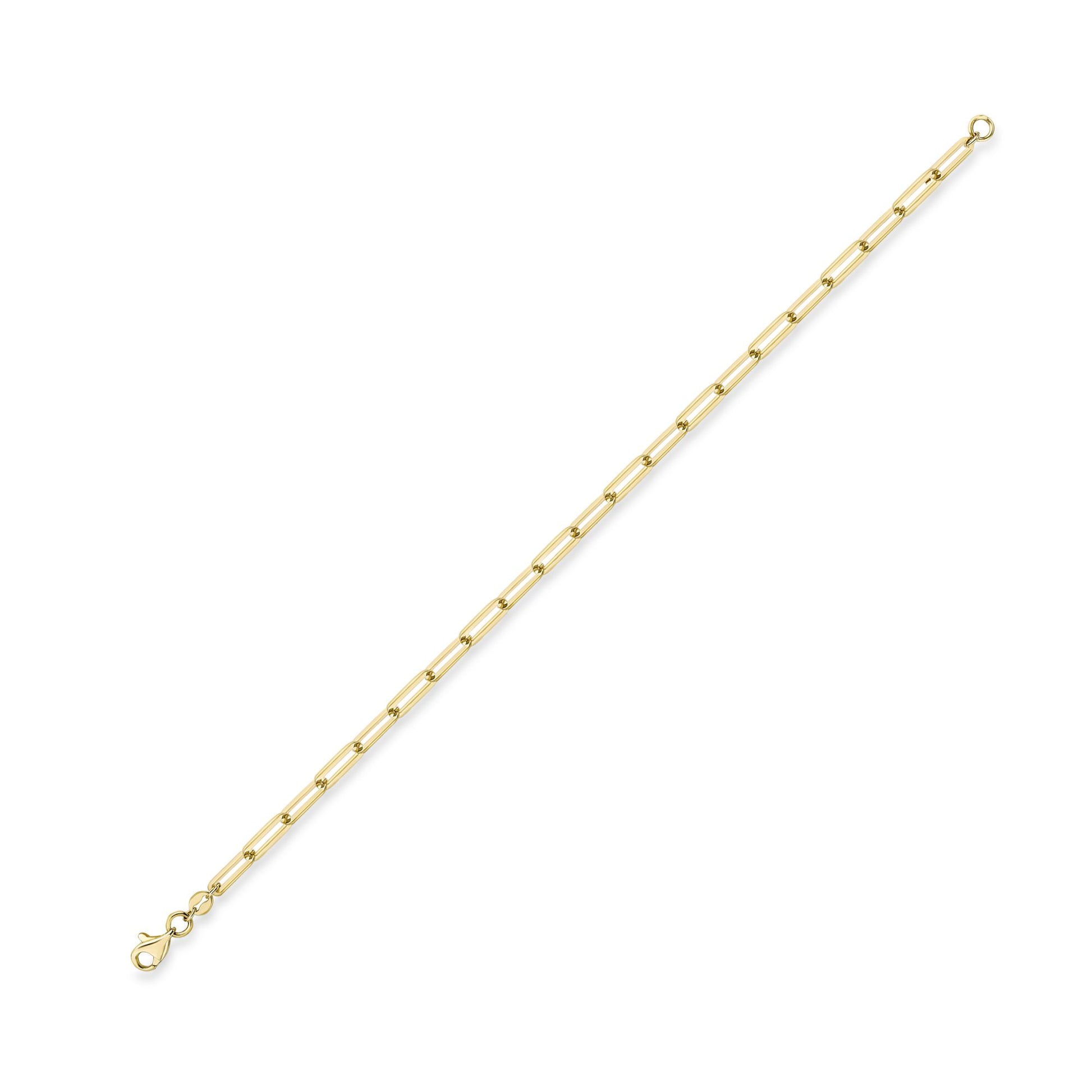 18ct Gold  Flat Oval Paperclip Chain Bracelet 3mm 7.25"/19cm - CBNR02215-07