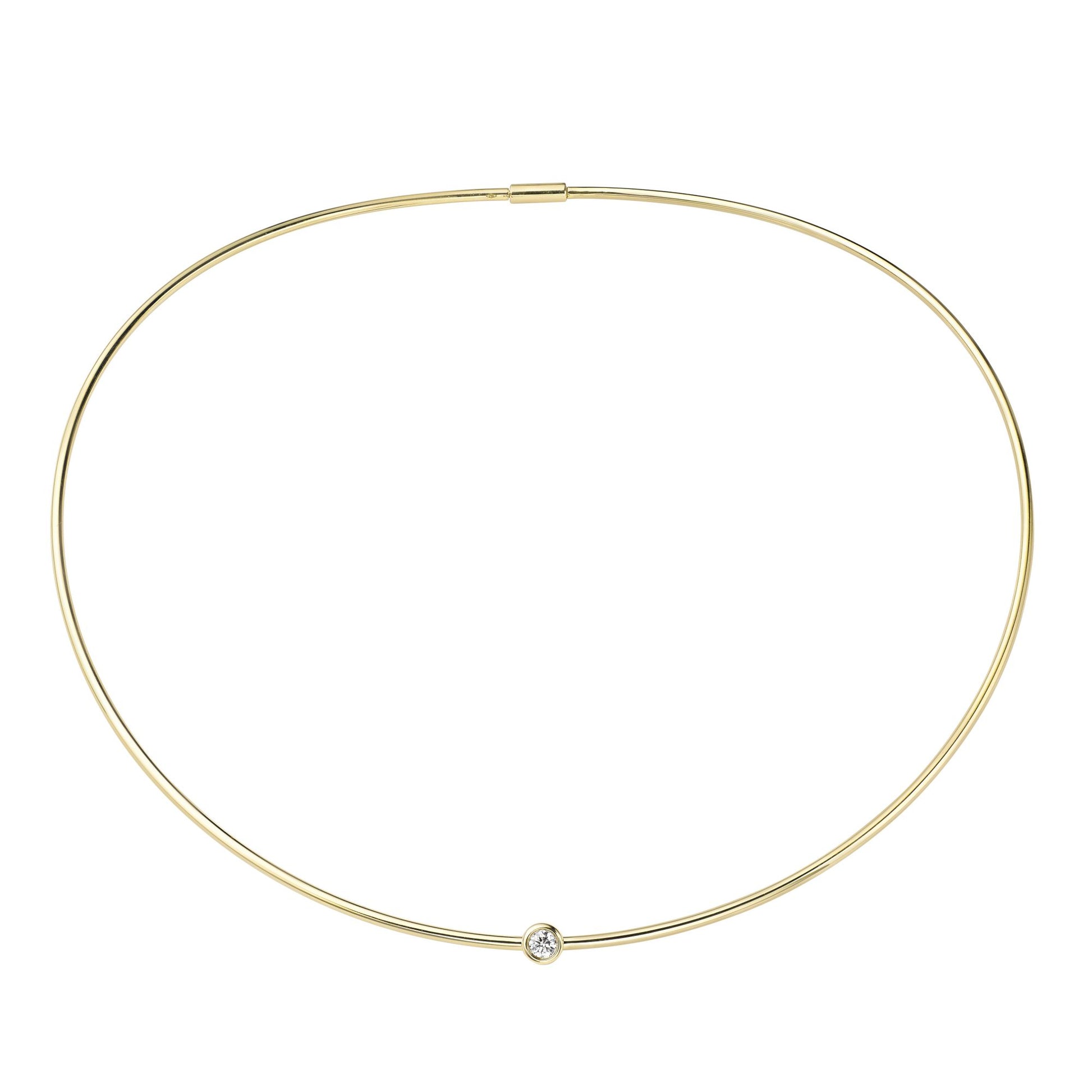 18ct Gold  Diamond Round Tube Bubble Solitaire Necklace 5mm 15" - CBNR02241