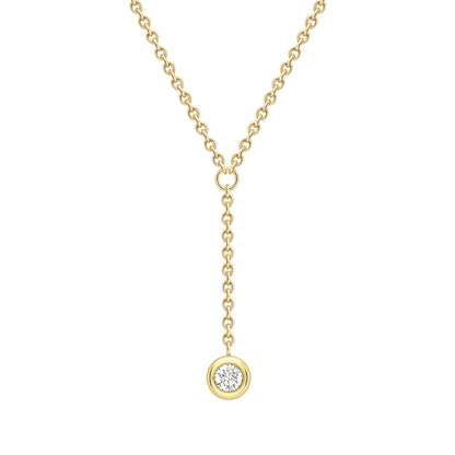 18ct Gold  Yellow Gold Rubover Diamond Y Necklet 18"/45cm - CBNR02244-18