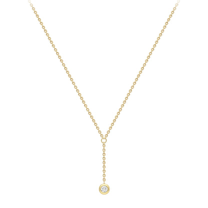 18ct Gold  Yellow Gold Rubover Diamond Y Necklet 18"/45cm - CBNR02244-18