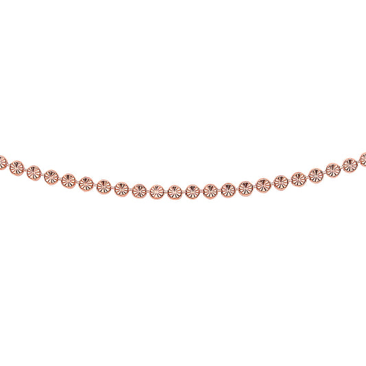 Rose Silver  Flat Bead Necklace 3mm 18" + 2" Extension - CH-DC02