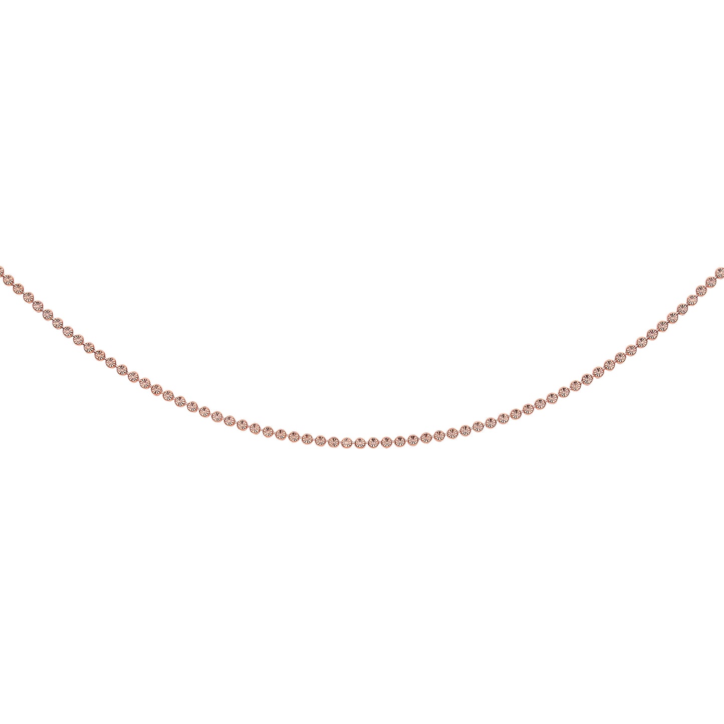 Rose Silver  Flat Bead Necklace 3mm 18" + 2" Extension - CH-DC02