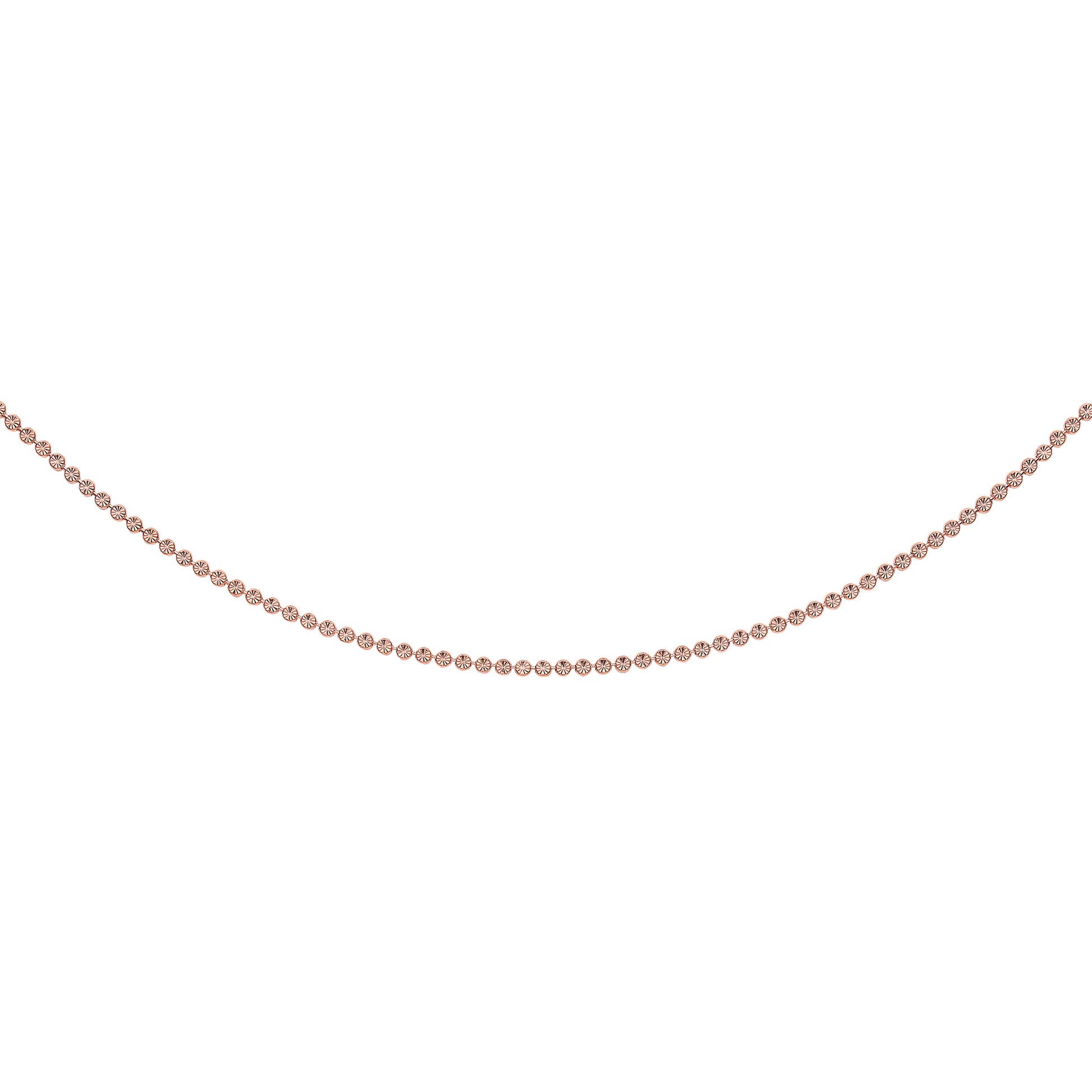 Rose Silver  Flat Bead Necklace 3mm 18" + 2" Extension - CH-DC02