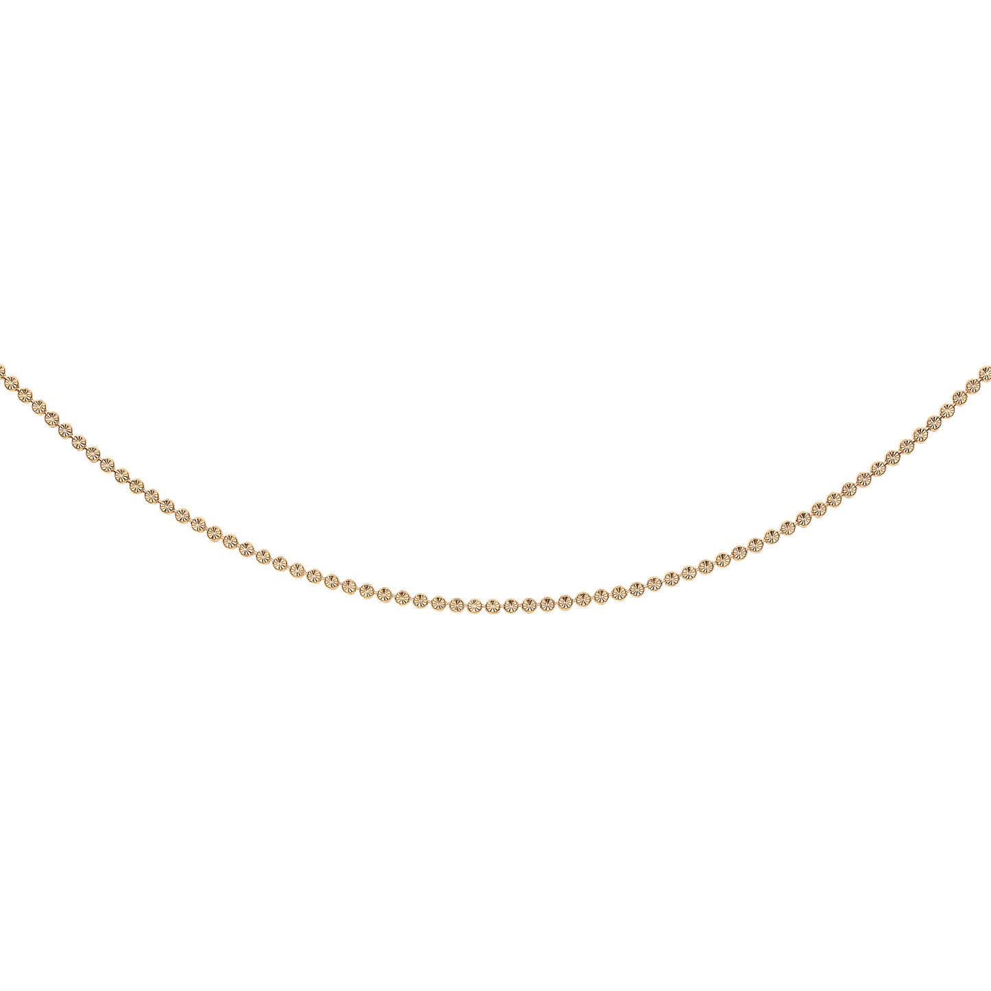 Gilded Silver  Flat Bead Necklace 3mm 18" + 2" Extension - CH-DC03