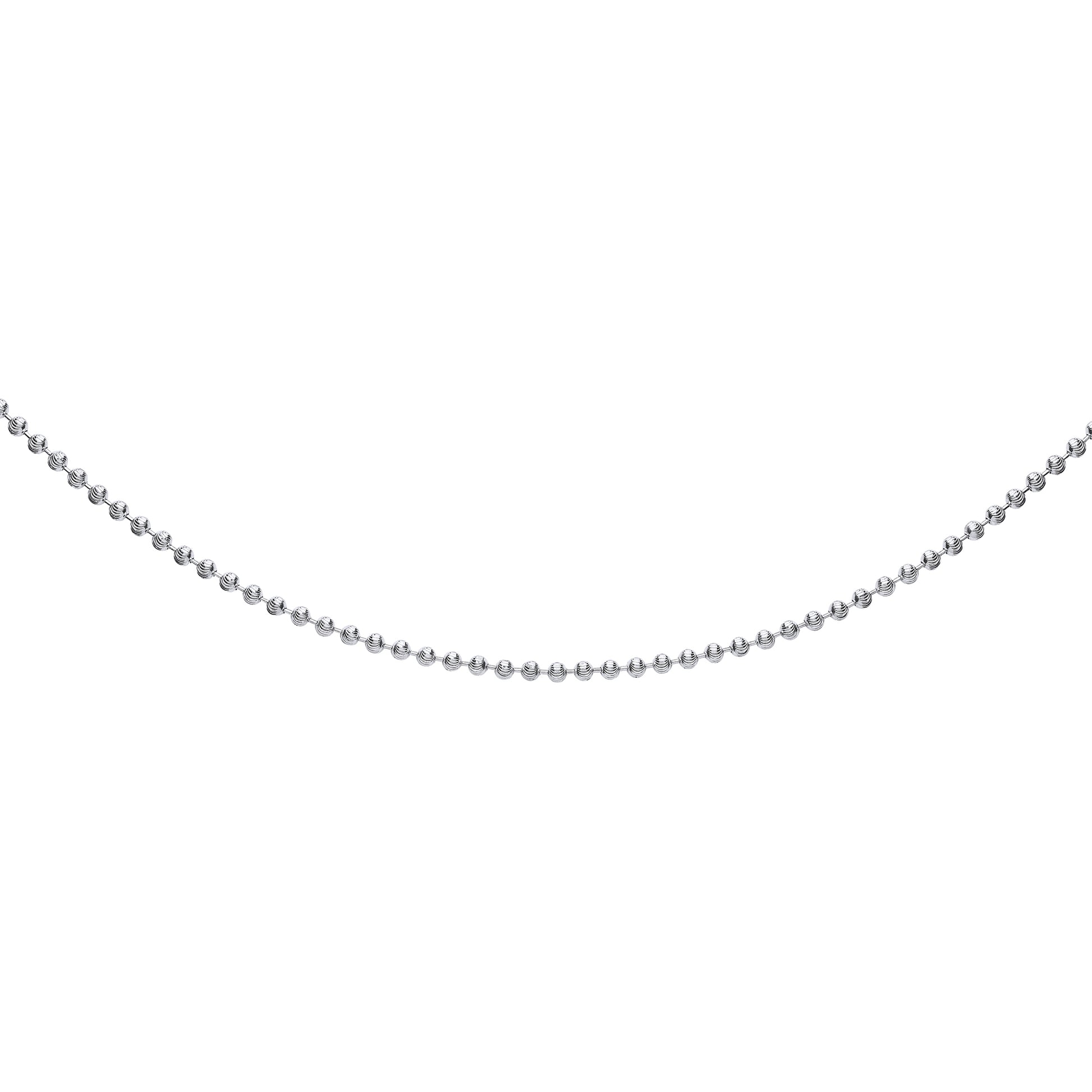 Silver  Diamond-Cut Bead Necklace 4mm 18" + 2" Extension - CH-DC04