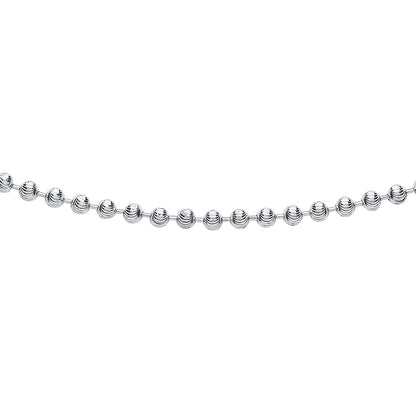 Silver  Diamond-Cut Bead Necklace 4mm 18" + 2" Extension - CH-DC04