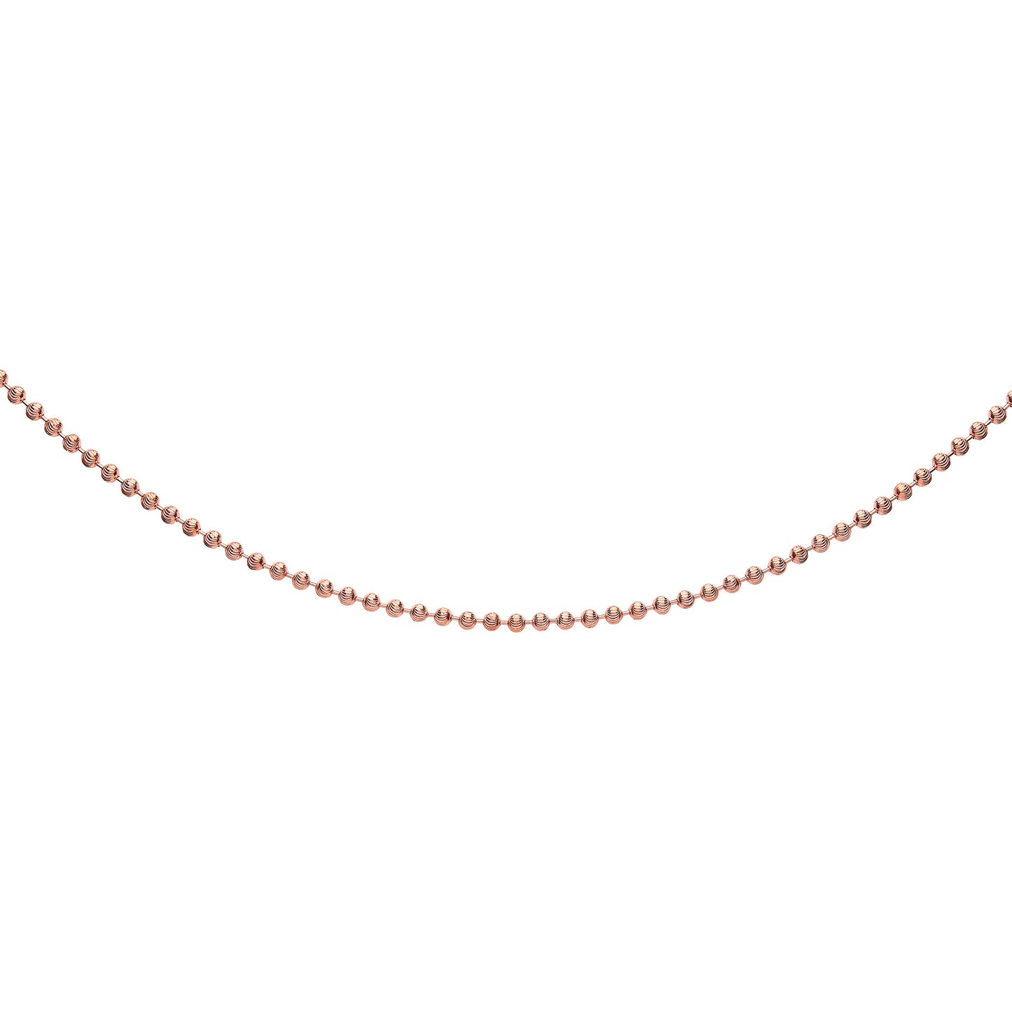 Rose Silver  Diamond-Cut Bead Necklace 4mm 18" + 2" Extension - CH-DC05