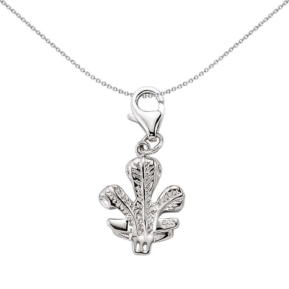 Sterling Silver  Fleur De Lis Lobster Clasp Link Charm Pendant - CM017