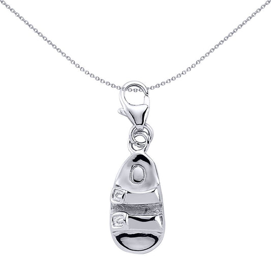 Sterling Silver  Flip Flop Sandal Slipper Charm Pendant - CM029