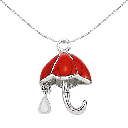 Sterling Silver  Red Enamel Umbrella Brolly Link Charm - CM038