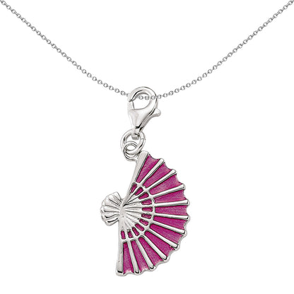 Sterling Silver  Purple Enamel Vintage Fan Link Charm - CM061