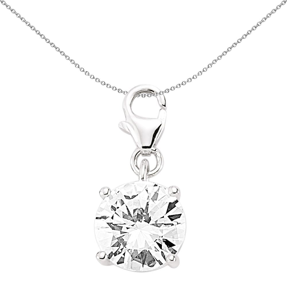 Sterling Silver  4 Claw CZ 10mm Solitaire Link Charm - CM068