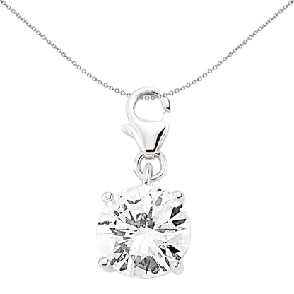 Sterling Silver  4 Claw CZ 10mm Solitaire Link Charm - CM068