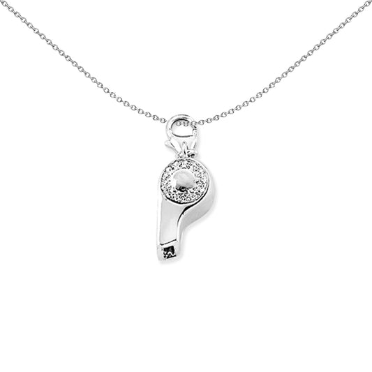 Sterling Silver  CZ Referee Whistle Blower Link Charm Pendant - CM073