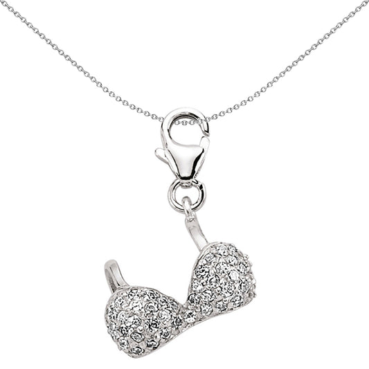 Sterling Silver  Glitzy Bling Bra CZ Link Charm - CM075