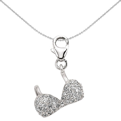 Sterling Silver  Glitzy Bling Bra CZ Link Charm - CM075