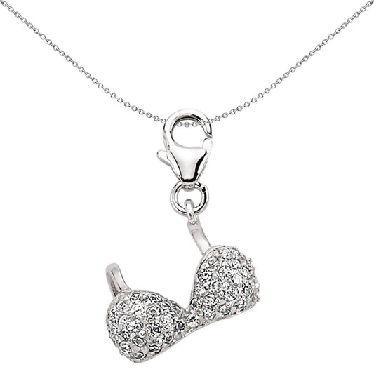 Sterling Silver  Glitzy Bling Bra CZ Link Charm - CM075