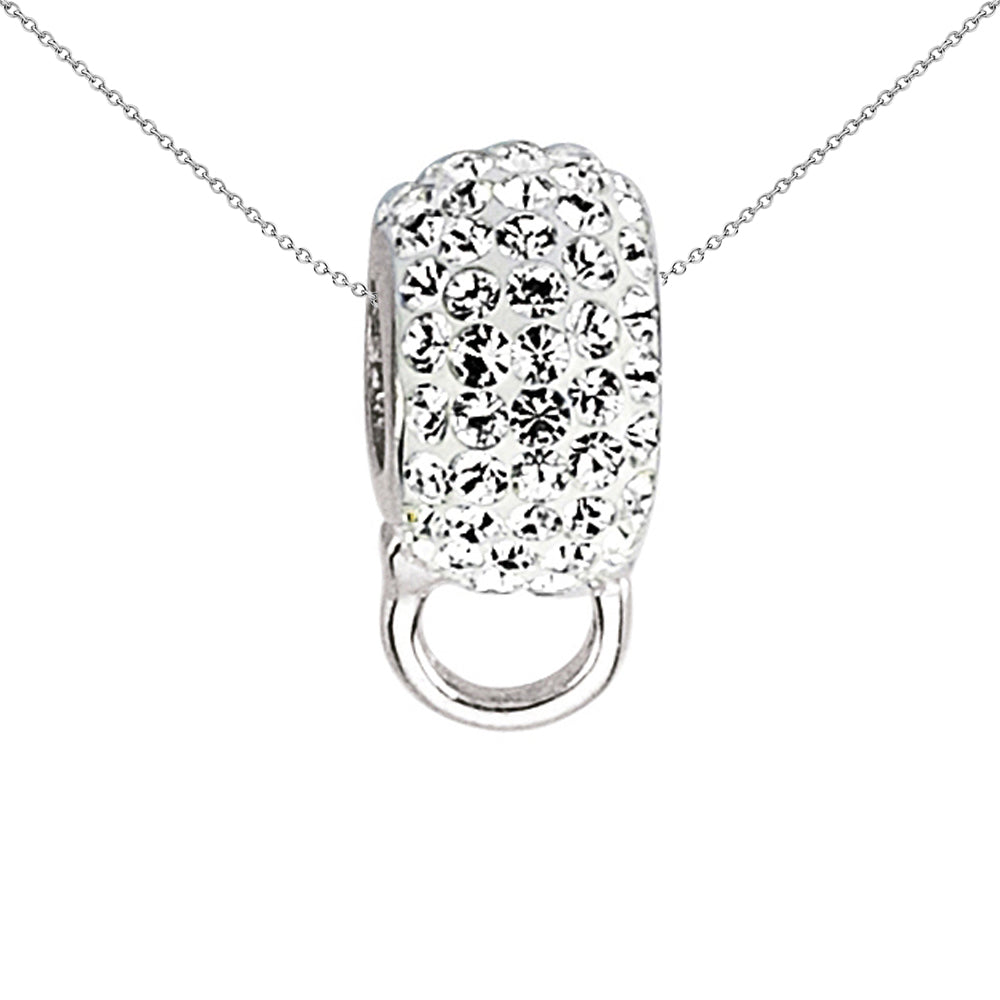 Sterling Silver  Black Crystal Pave Ring Hanger Link Charm - CM091BLK