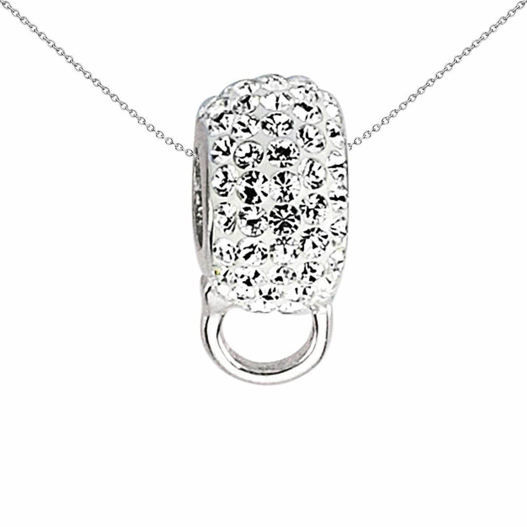 Sterling Silver  Black Crystal Pave Ring Hanger Link Charm - CM091BLK