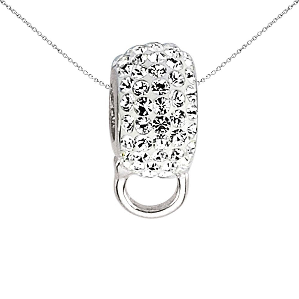 Sterling Silver  Black Crystal Pave Ring Hanger Link Charm - CM091BLK