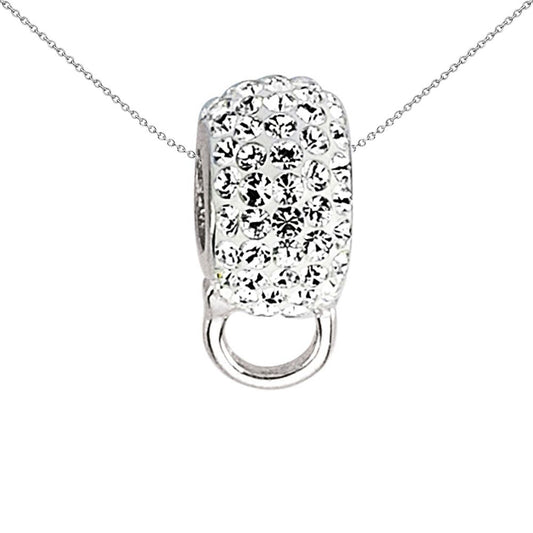Sterling Silver  Black Crystal Pave Ring Hanger Link Charm - CM091BLK