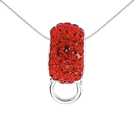Sterling Silver  Red Crystal Pave Ring Hanger Link Charm - CM091RU