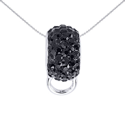 Sterling Silver  Black Crystal Slider Charm Pendant - CM091