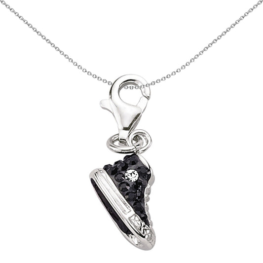 Sterling Silver  Black Crystal High Top Sneaker Boots Link Charm - CM135